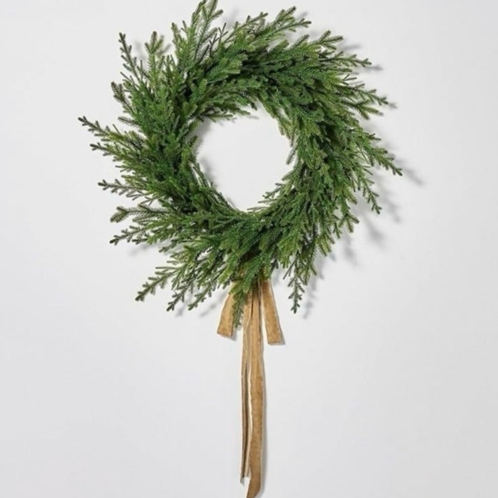 Threshold Studio McGee Wreath with Gold Ribbon